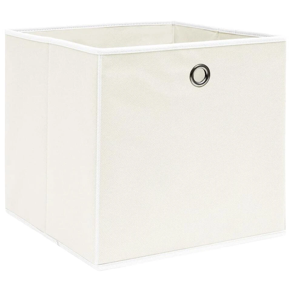 VidaXL Opbergboxen 4 St 32x32x32 Cm Stof Wit 4 VidaXL Opbergboxen 4 St 32x32x32 Cm Stof Wit - Afbeelding 2