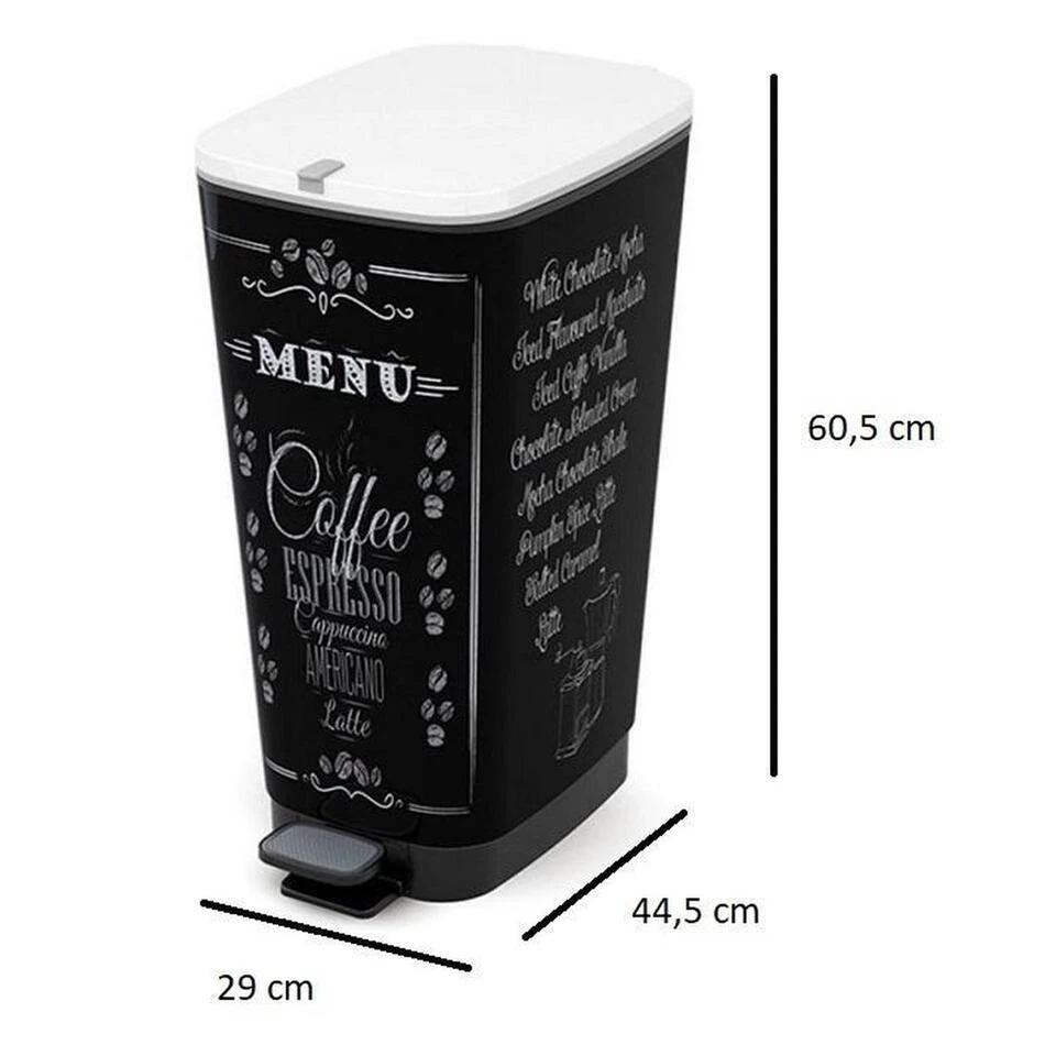 Kis Chic Bin Coffee Menu Pedaalemmer - 50L - Zwart/wit 4 Kis Chic Bin Coffee Menu Pedaalemmer - 50L - Zwart/wit - Afbeelding 2
