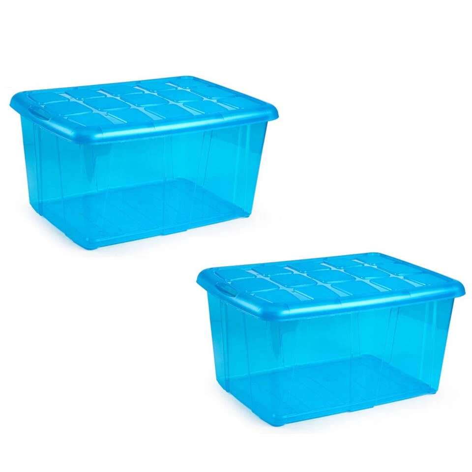 Forte Plastics Opbergbox - Deksel - Blauw - 60 L - 63 X 46 X 32 Cm 4 Forte Plastics Opbergbox - Deksel - Blauw - 60 L - 63 X 46 X 32 Cm - Afbeelding 2