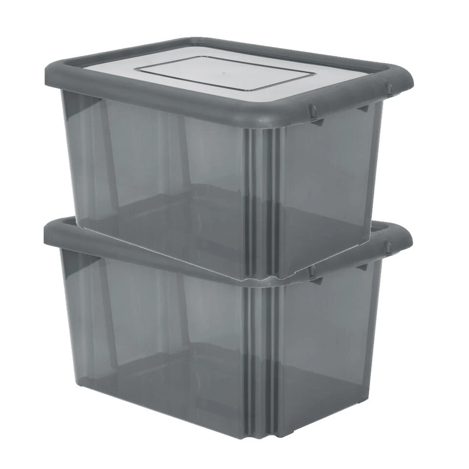 EDA Opbergbox - Grijs - Stapelbaar - L58 X B44 X H31 Cm 4 EDA Opbergbox - Grijs - Stapelbaar - L58 X B44 X H31 Cm - Afbeelding 2