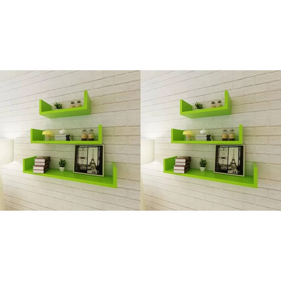 VidaXL Wandplanken 6 St Groen 4 VidaXL Wandplanken 6 St Groen - Afbeelding 2