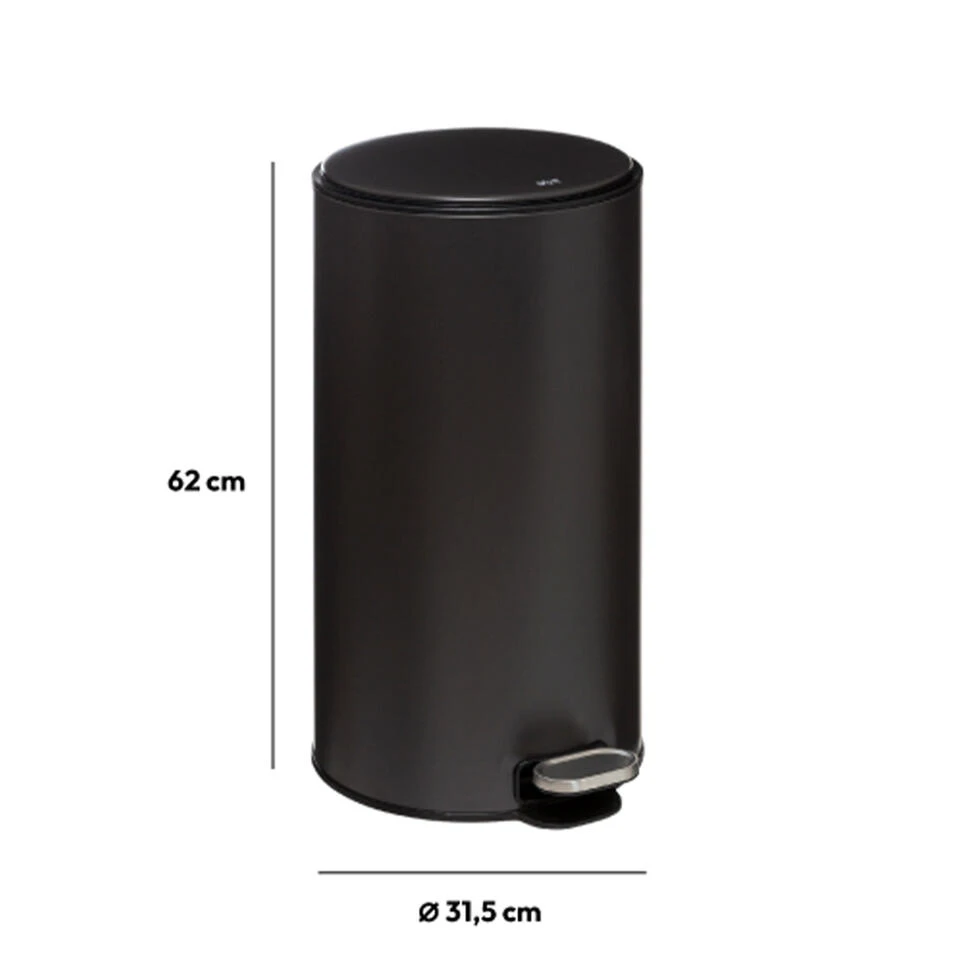 5Five Prullenbak/pedaalemmer - Antraciet - Metaal - 30 Liter - 62 Cm 4 5Five Prullenbak/pedaalemmer - Antraciet - Metaal - 30 Liter - 62 Cm - Afbeelding 2