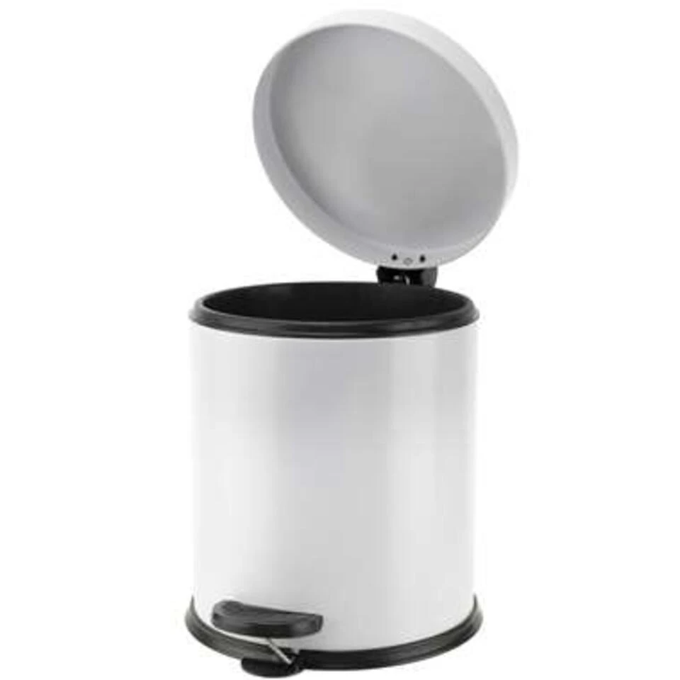Vuilnisbak/pedaalemmer Wit 5 Liter 24 Cm Rvs 4 Vuilnisbak/pedaalemmer Wit 5 Liter 24 Cm Rvs - Afbeelding 2