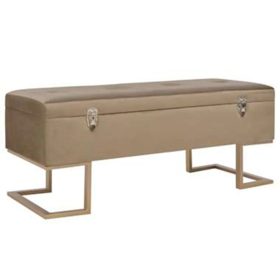 VidaXL Bankje Met Opbergvak 105 Cm Fluweel Beige 3 VidaXL Bankje Met Opbergvak 105 Cm Fluweel Beige