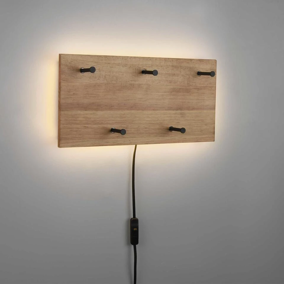 Trio Leuchten Kapstok Romy LED - 40 X 20 Cm - 5 Haken - Hout 5 Trio Leuchten Kapstok Romy LED - 40 X 20 Cm - 5 Haken - Hout - Afbeelding 3