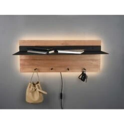 Trio Leuchten Kapstok Romy LED - 75 X 30 Cm - 4 Haken + Plank - Hout -Beste Opslag Winkel 1000005899 0102