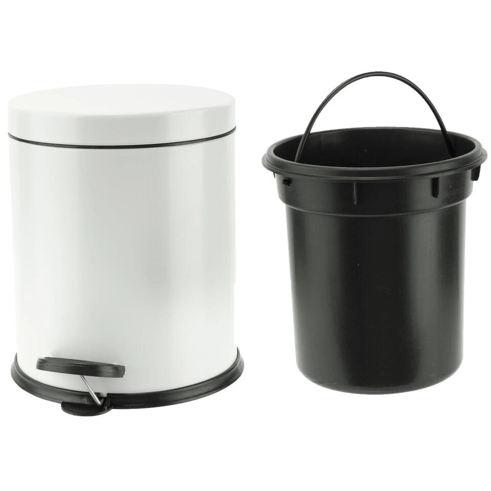 Cosy & Trendy Pedaalemmer - Wit - RVS - 3 L - 19 X 24 Cm 5 Cosy & Trendy Pedaalemmer - Wit - RVS - 3 L - 19 X 24 Cm - Afbeelding 3