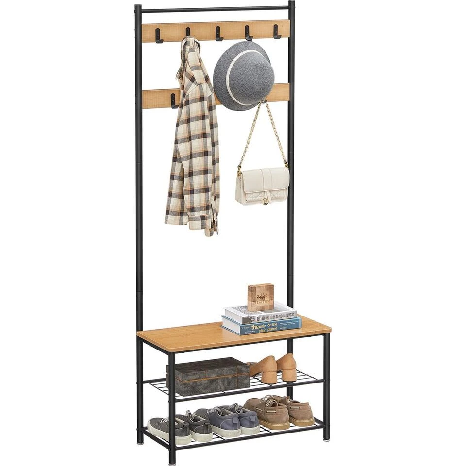 O'DADDY® Kapstok Staand - Schoenenrek - 9 Haken - 70x32x175 Mangohout 3 O'DADDY® Kapstok Staand - Schoenenrek - 9 Haken - 70x32x175 Mangohout