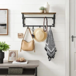 O'DADDY® Wandkapstok – Kapstok Met 5 Haken - 66x30x27cm - Bruin 8 O'DADDY® Wandkapstok – Kapstok Met 5 Haken - 66x30x27cm - Bruin -Beste Opslag Winkel 1000012494 0102