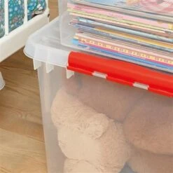 Q-line Opbergbox 45L Transparant Rood -Beste Opslag Winkel 1000014056 0102