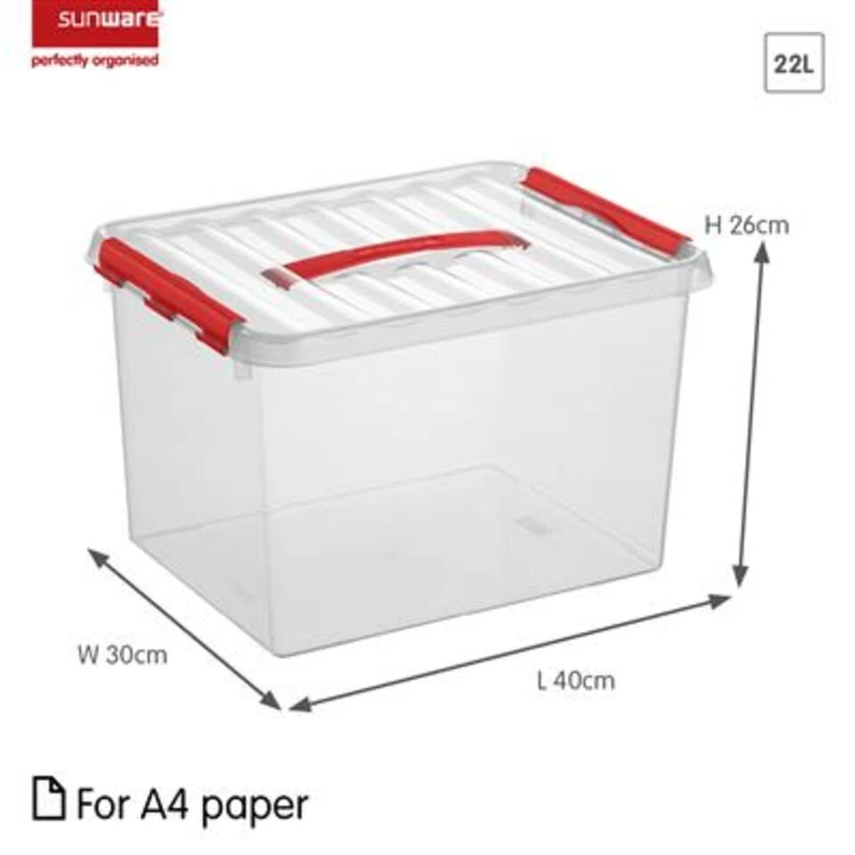 Q-line Opbergbox 22L Transparant Rood 4 Q-line Opbergbox 22L Transparant Rood - Afbeelding 2