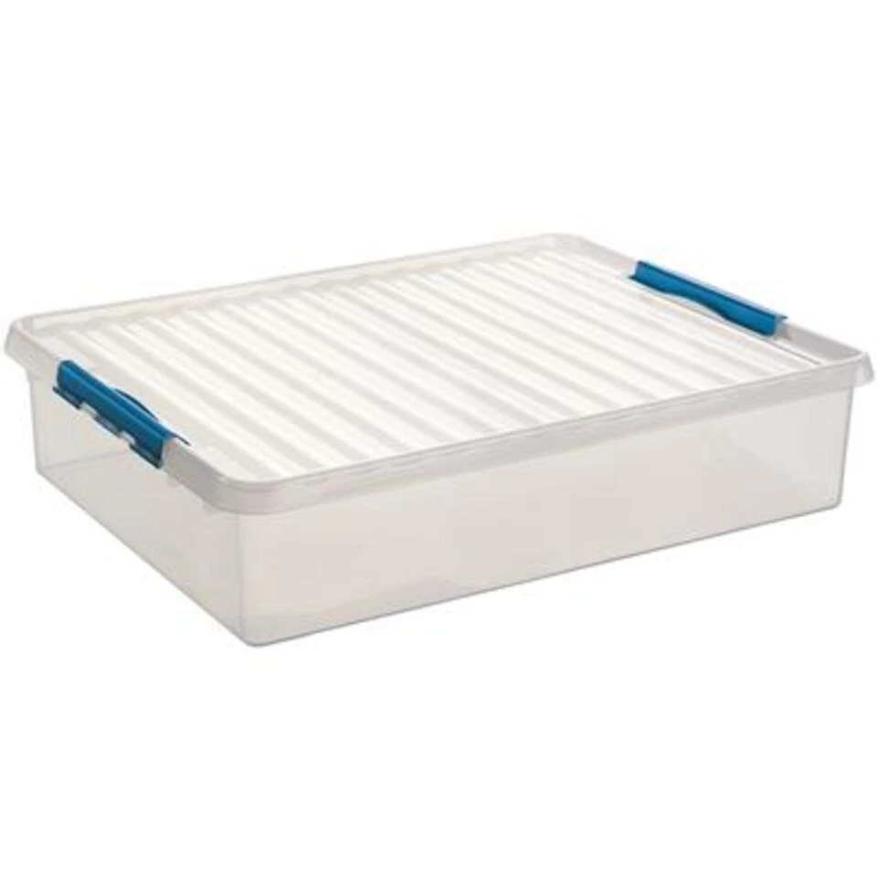 Q-line Opbergbox 60L Transparant Blauw 3 Q-line Opbergbox 60L Transparant Blauw