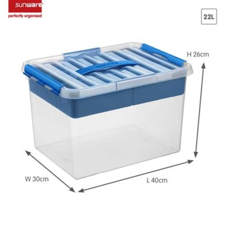 Q-line Opbergbox Met Inzet 22L Transparant Blauw 4 Q-line Opbergbox Met Inzet 22L Transparant Blauw - Afbeelding 2