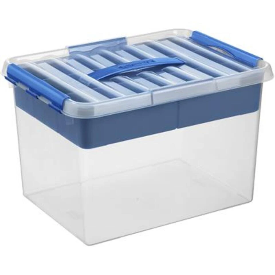 Q-line Opbergbox Met Inzet 22L Transparant Blauw 3 Q-line Opbergbox Met Inzet 22L Transparant Blauw