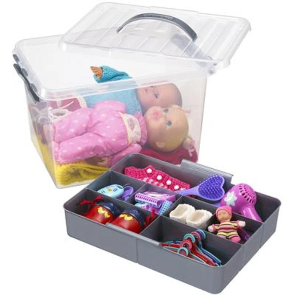 Q-line Opbergbox Met Inzet 15L Transparant Metaal 5 Q-line Opbergbox Met Inzet 15L Transparant Metaal - Afbeelding 3