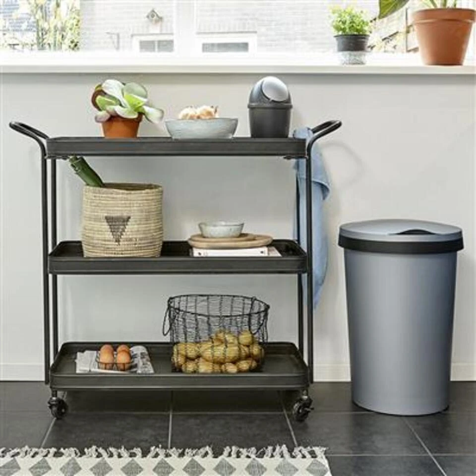 Twinga Prullenbak Met Klepdeksel 45L Metaal Zwart 4 Twinga Prullenbak Met Klepdeksel 45L Metaal Zwart - Afbeelding 2