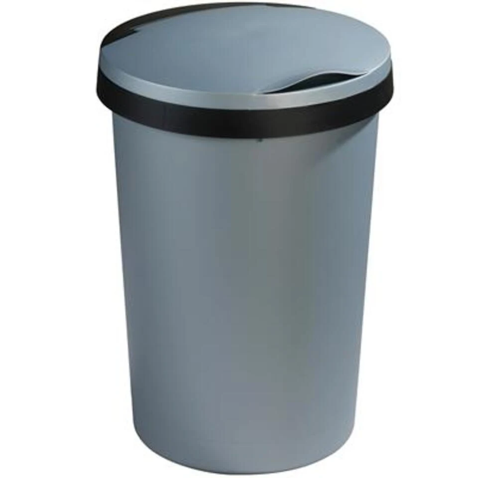 Twinga Prullenbak Met Klepdeksel 45L Metaal Zwart 3 Twinga Prullenbak Met Klepdeksel 45L Metaal Zwart