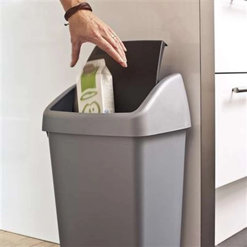 Delta Prullenkbak Met Swingdeksel 50L Metaal Zwart 4 Delta Prullenkbak Met Swingdeksel 50L Metaal Zwart - Afbeelding 2