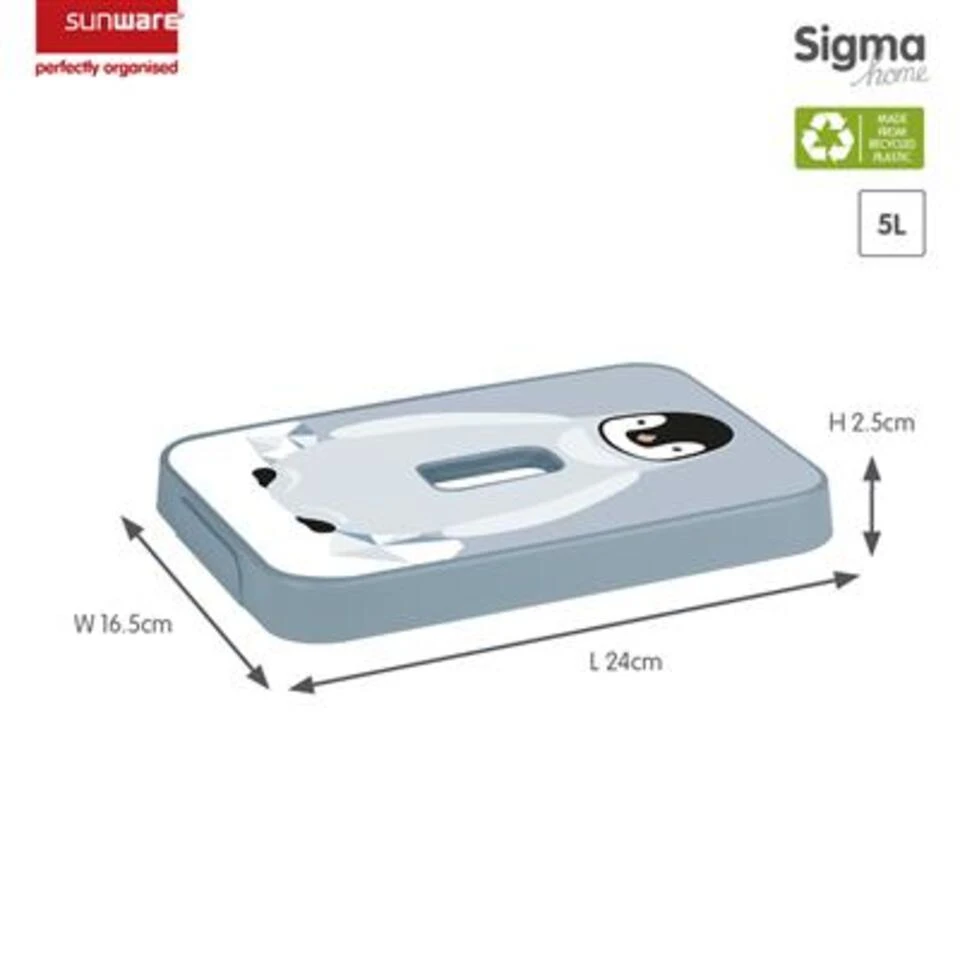 Sigma Home Deksel Pinguïn Blauw - Opbergbox 5L 4 Sigma Home Deksel Pinguïn Blauw - Opbergbox 5L - Afbeelding 2