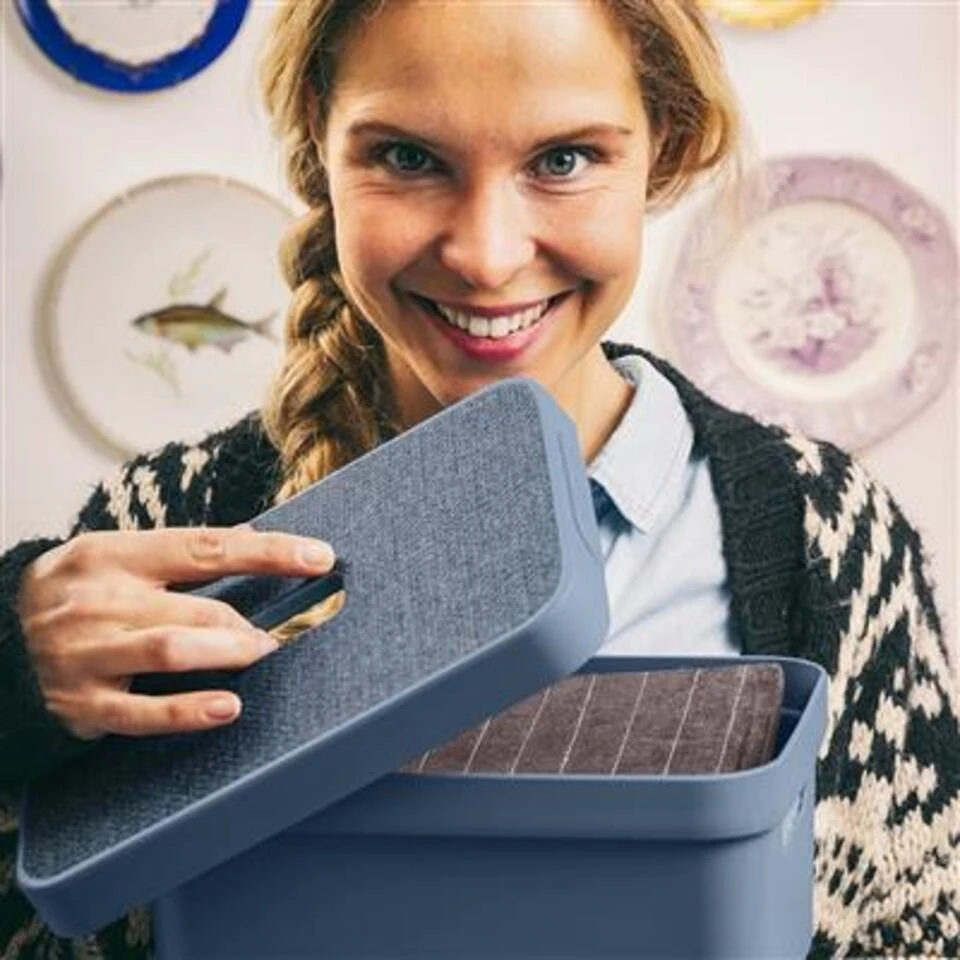 Sigma Home Deksel Stof Donkerblauw - Opbergbox 5L 6 Sigma Home Deksel Stof Donkerblauw - Opbergbox 5L - Afbeelding 4