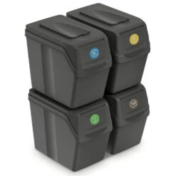 Prosperplast Afvalscheidingsbak - 4 St - Grijs - Kunststof - 20 L