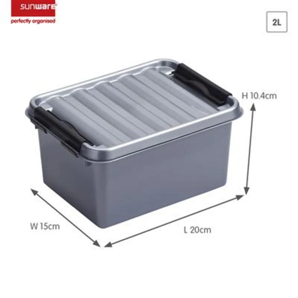 Q-line Opbergbox 2L Metaal Zwart 4 Q-line Opbergbox 2L Metaal Zwart - Afbeelding 2