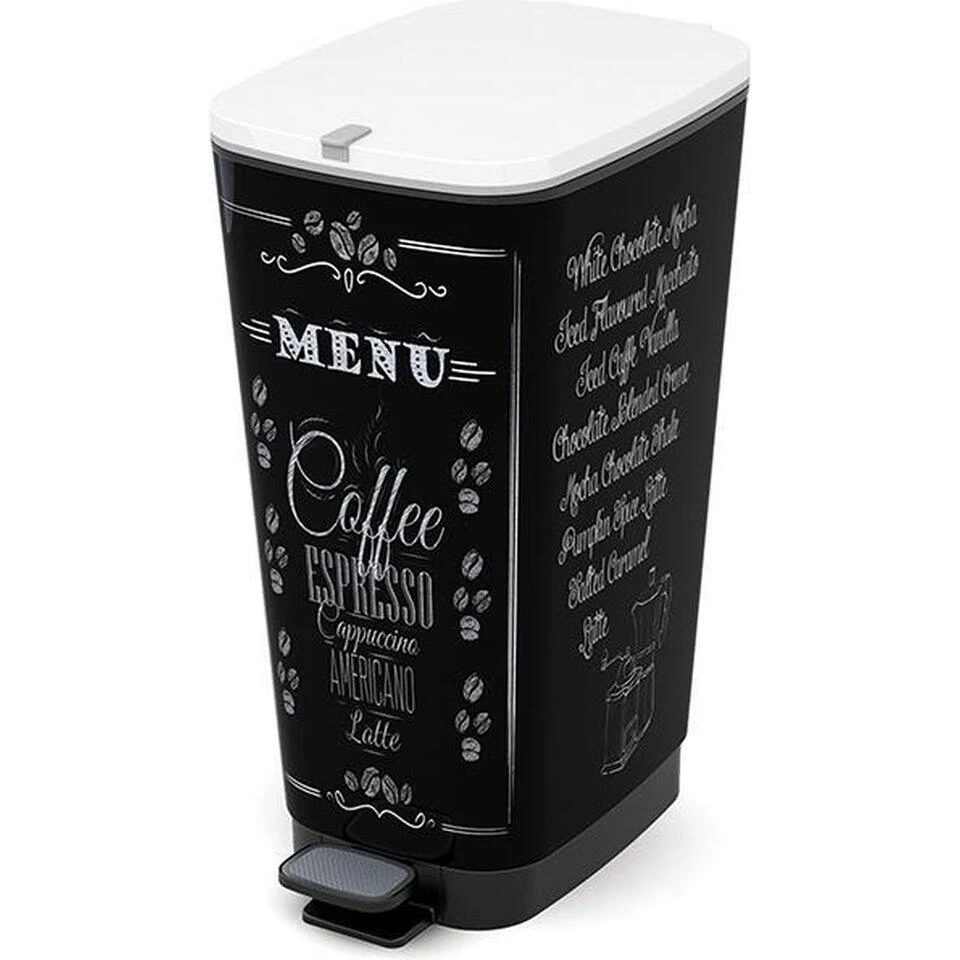 Kis Chic Bin Coffee Menu Pedaalemmer - 50L - Zwart/wit 3 Kis Chic Bin Coffee Menu Pedaalemmer - 50L - Zwart/wit
