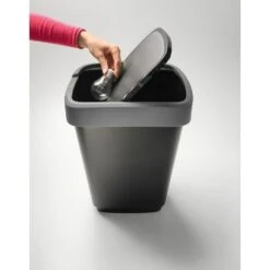 Rotho Afvalbak Twist 33 X 25 X 48 Cm 25 L Polypropyleen Zilver -Beste Opslag Winkel 1000024480 0111