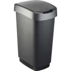 Rotho Afvalbak Twist 40 X 30 X 60 Cm 50 L Polypropyleen Zilver