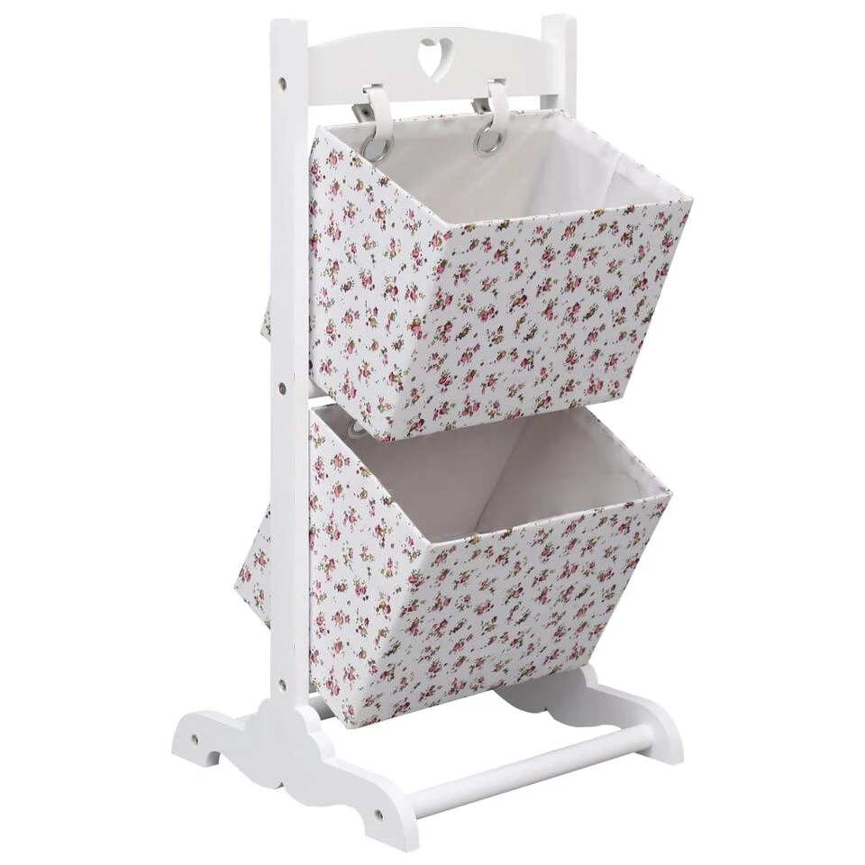 VidaXL Mandenrek 2-laags Bloem 35x35x72 Cm Hout 3 VidaXL Mandenrek 2-laags Bloem 35x35x72 Cm Hout