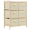 VidaXL Opbergmeubel Met 6 Stoffen Manden Cederhout Beige -Beste Opslag Winkel 1000026876