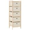 VidaXL Opbergmeubel Met 5 Stoffen Manden Cederhout Beige 2 VidaXL Opbergmeubel Met 5 Stoffen Manden Cederhout Beige -Beste Opslag Winkel 1000026877