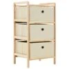 VidaXL Opbergmeubel Met 3 Stoffen Manden Cederhout Beige