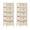VidaXL Opbergrekken Met 5 Stoffen Manden 2 St Cederhout Beige -Beste Opslag Winkel 1000026881