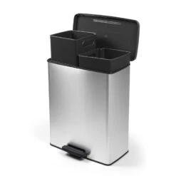 Curver Decobin Duo Prullenbak - 26L+26L - Zilver Metallic