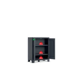Keter Moby Lage Kast - 2 Planken - 80x44x100 Cm - Antraciet -Beste Opslag Winkel 1000031559 0103