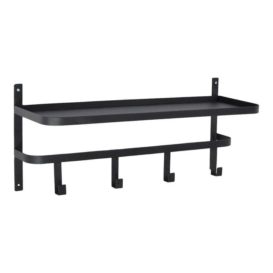 LOFT42 Shelf Kapstok - Zwart – Metaal – 4 Haken 4 LOFT42 Shelf Kapstok - Zwart – Metaal – 4 Haken - Afbeelding 2