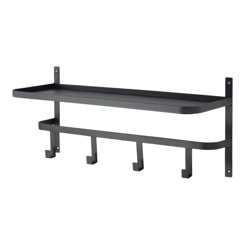 LOFT42 Shelf Kapstok - Zwart – Metaal – 4 Haken 3 LOFT42 Shelf Kapstok - Zwart – Metaal – 4 Haken