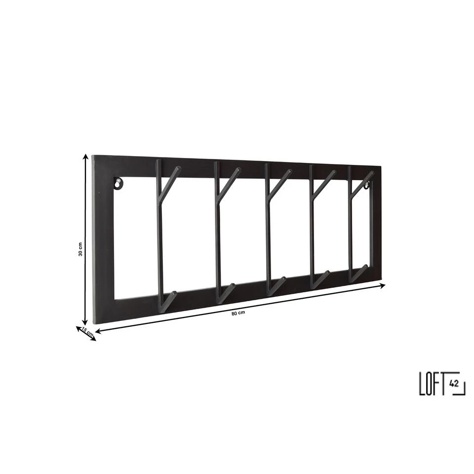 LOFT42 Industry Kapstok – Metaal - Zwart – 10 Haken 5 LOFT42 Industry Kapstok – Metaal - Zwart – 10 Haken - Afbeelding 3