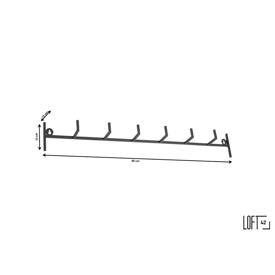 LOFT42 Hook Kapstok - Zwart – Metaal – 6 Haken 4 LOFT42 Hook Kapstok - Zwart – Metaal – 6 Haken - Afbeelding 2