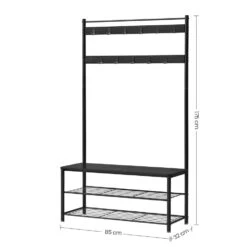 ACAZA XL Garderoberek Met Schoenenbank, Kapstok En Schoenenrek, 11 Haken, Zwart -Beste Opslag Winkel 1000034356 0102