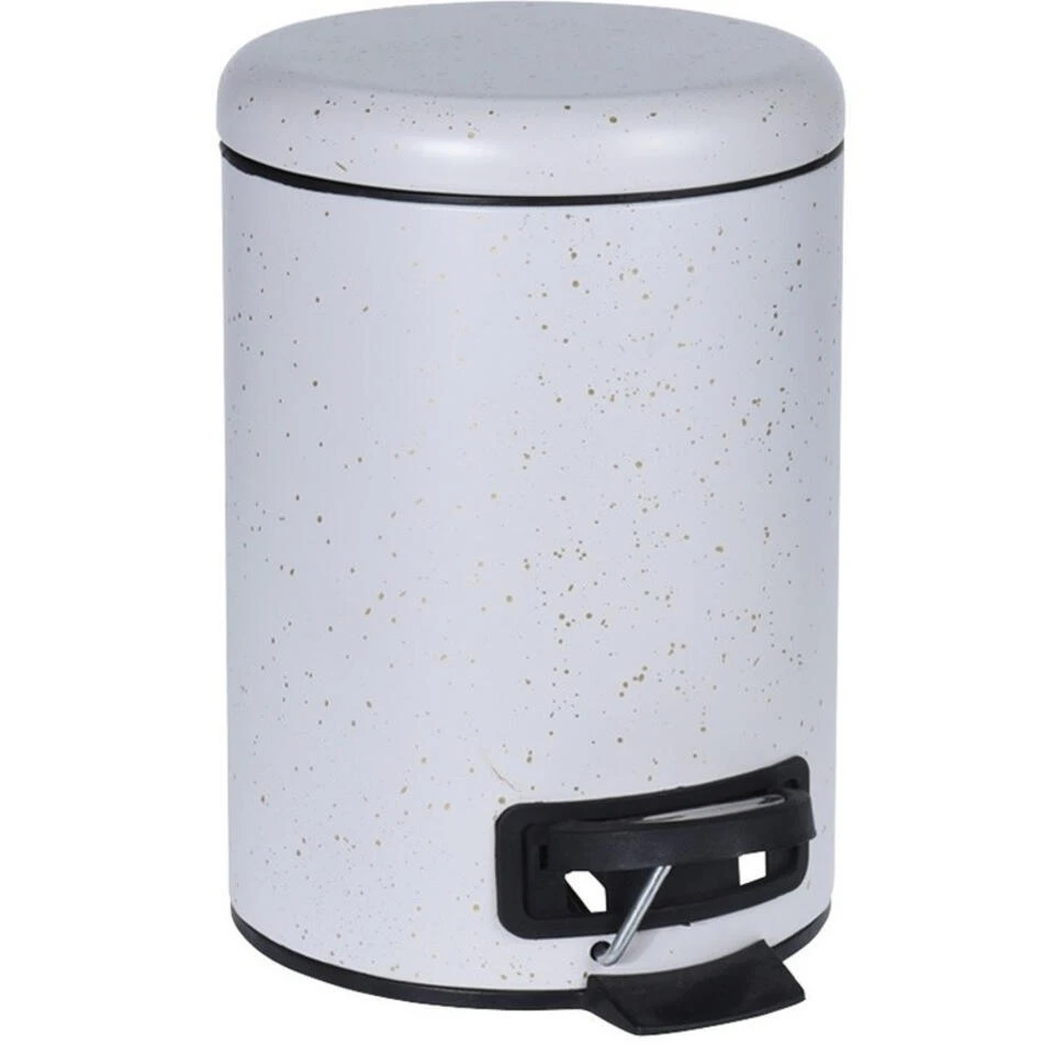 Merkloos Pedaalemmer - Wit Met Gouden Spikkels - Rond - 3 L - 17 X 25 Cm 4 Merkloos Pedaalemmer - Wit Met Gouden Spikkels - Rond - 3 L - 17 X 25 Cm - Afbeelding 2