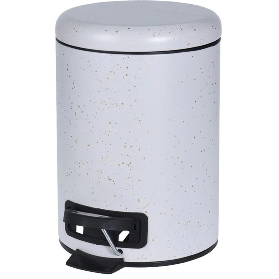 Merkloos Pedaalemmer - Wit Met Gouden Spikkels - Rond - 3 L - 17 X 25 Cm 3 Merkloos Pedaalemmer - Wit Met Gouden Spikkels - Rond - 3 L - 17 X 25 Cm