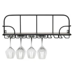 WOOOD Hugo Glazenrek - Metaal/hout - Zwart - 21x61x21 9 WOOOD Hugo Glazenrek - Metaal/hout - Zwart - 21x61x21 -Beste Opslag Winkel 1000041293 0103