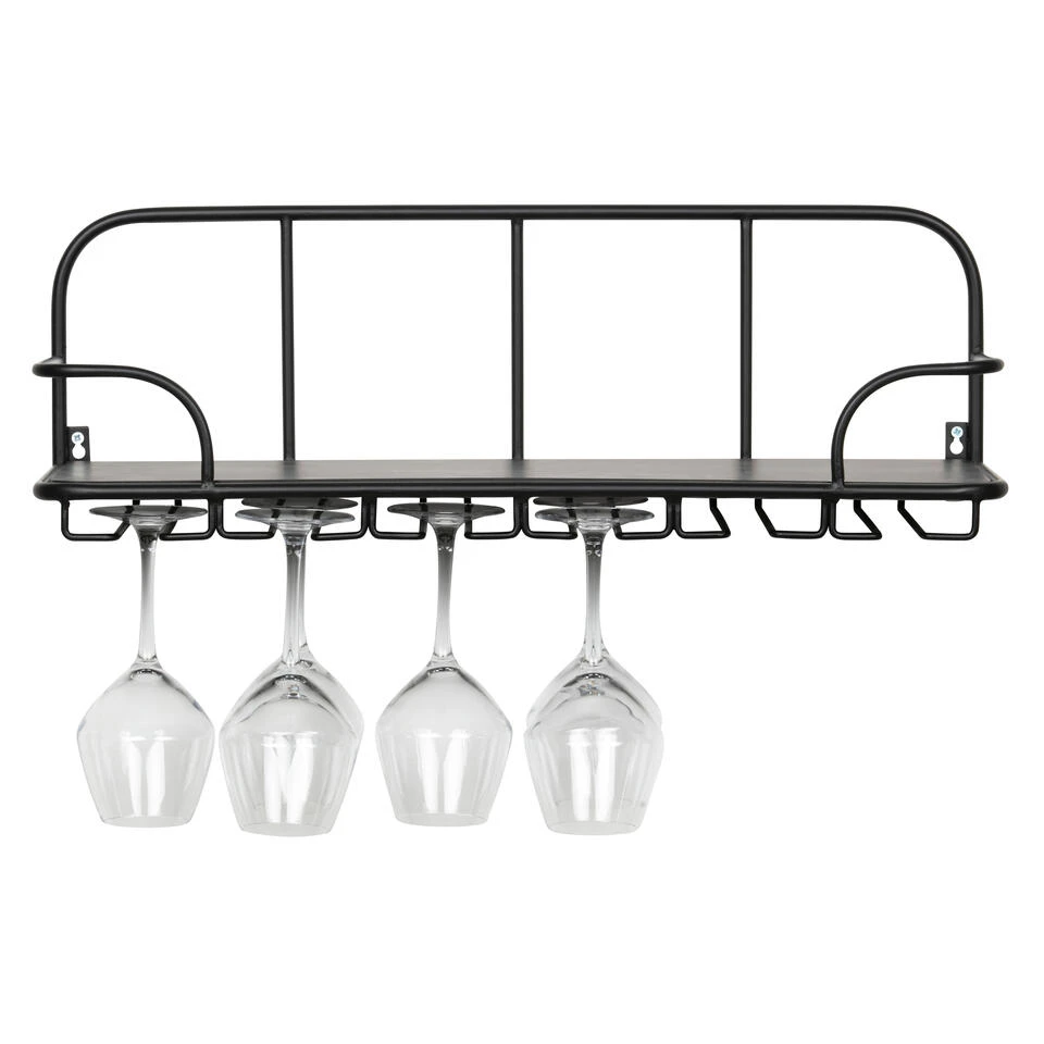 WOOOD Hugo Glazenrek - Metaal/hout - Zwart - 21x61x21 6 WOOOD Hugo Glazenrek - Metaal/hout - Zwart - 21x61x21 - Afbeelding 4