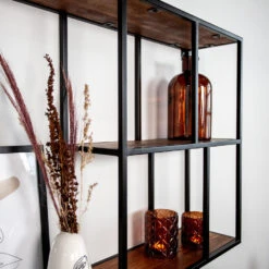 Industrieel Wandrek Lexi 90 Cm - 22x90x70 Cm - Mangohout - Bruin -Beste Opslag Winkel 1000042279 0102