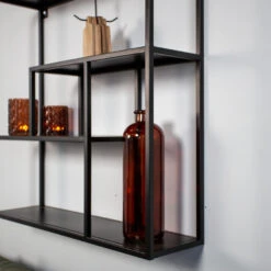 Industrieel Wandrek Zwart Jolie - 20x76x76 Cm - Metaal - Zwart -Beste Opslag Winkel 1000042282 0102