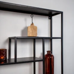 Industrieel Wandrek Zwart Jolie - 20x76x76 Cm - Metaal - Zwart -Beste Opslag Winkel 1000042282 0103