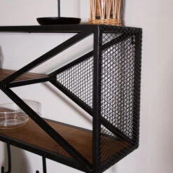 Industrieel Wandrek Maggie Mangohout Metaal 80x44 Cm 21,50x80x44 Cm -Beste Opslag Winkel 1000042285 0101