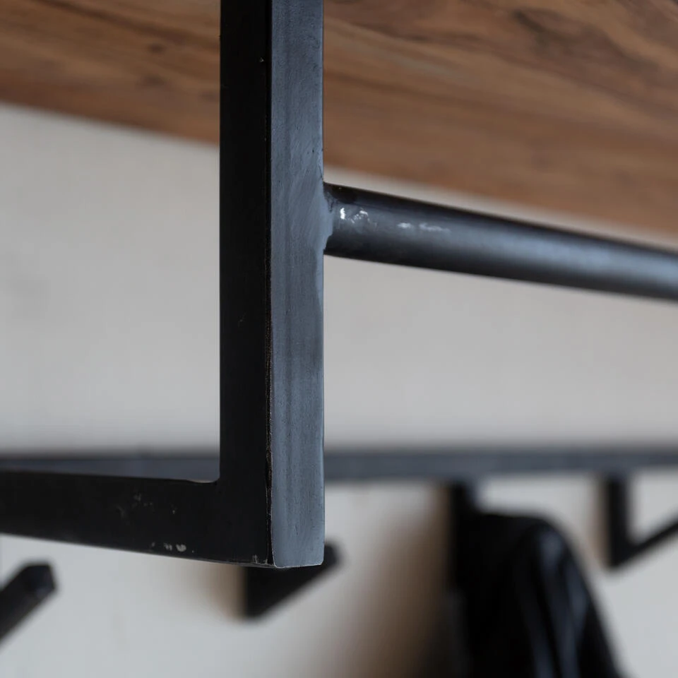 Industriële Kapstok Niels Hoedenplank Acaciahout - 33x100x27 Cm - Hout - Bruin 5 Industriële Kapstok Niels Hoedenplank Acaciahout - 33x100x27 Cm - Hout - Bruin - Afbeelding 3